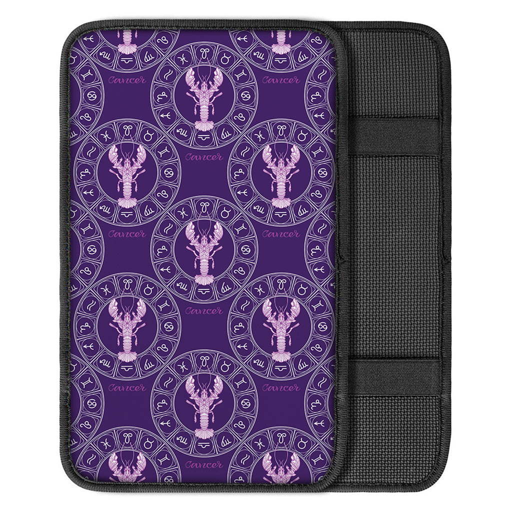 Purple Cancer Zodiac Pattern Print Car Center Console Cover