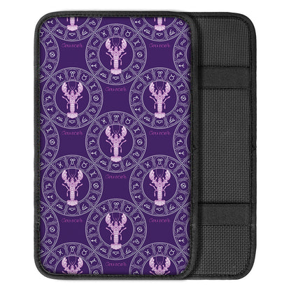 Purple Cancer Zodiac Pattern Print Car Center Console Cover