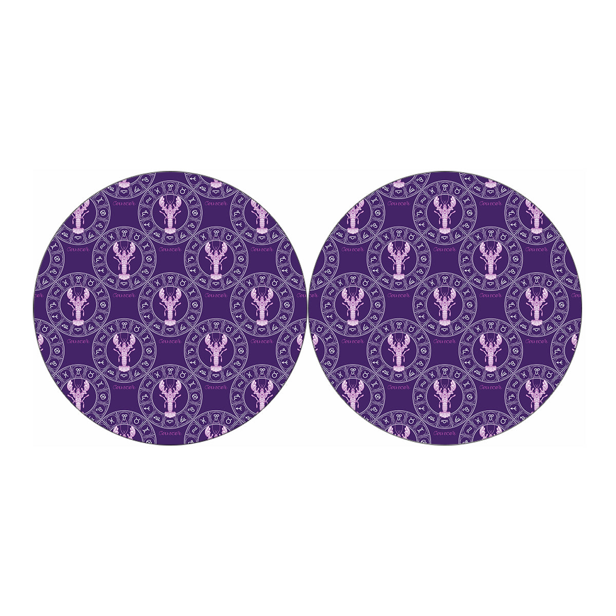 Purple Cancer Zodiac Pattern Print Car Coasters