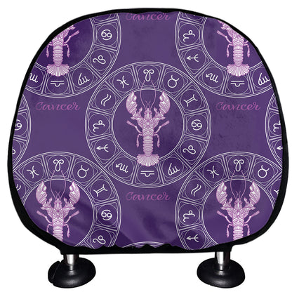 Purple Cancer Zodiac Pattern Print Car Headrest Covers