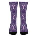 Purple Cancer Zodiac Pattern Print Crew Socks