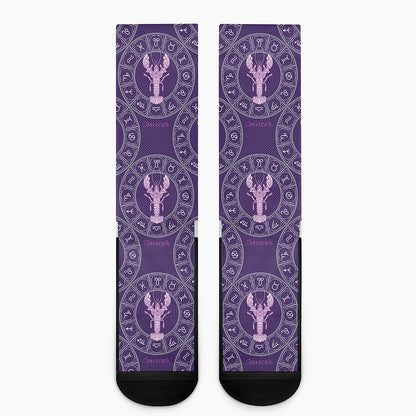 Purple Cancer Zodiac Pattern Print Crew Socks