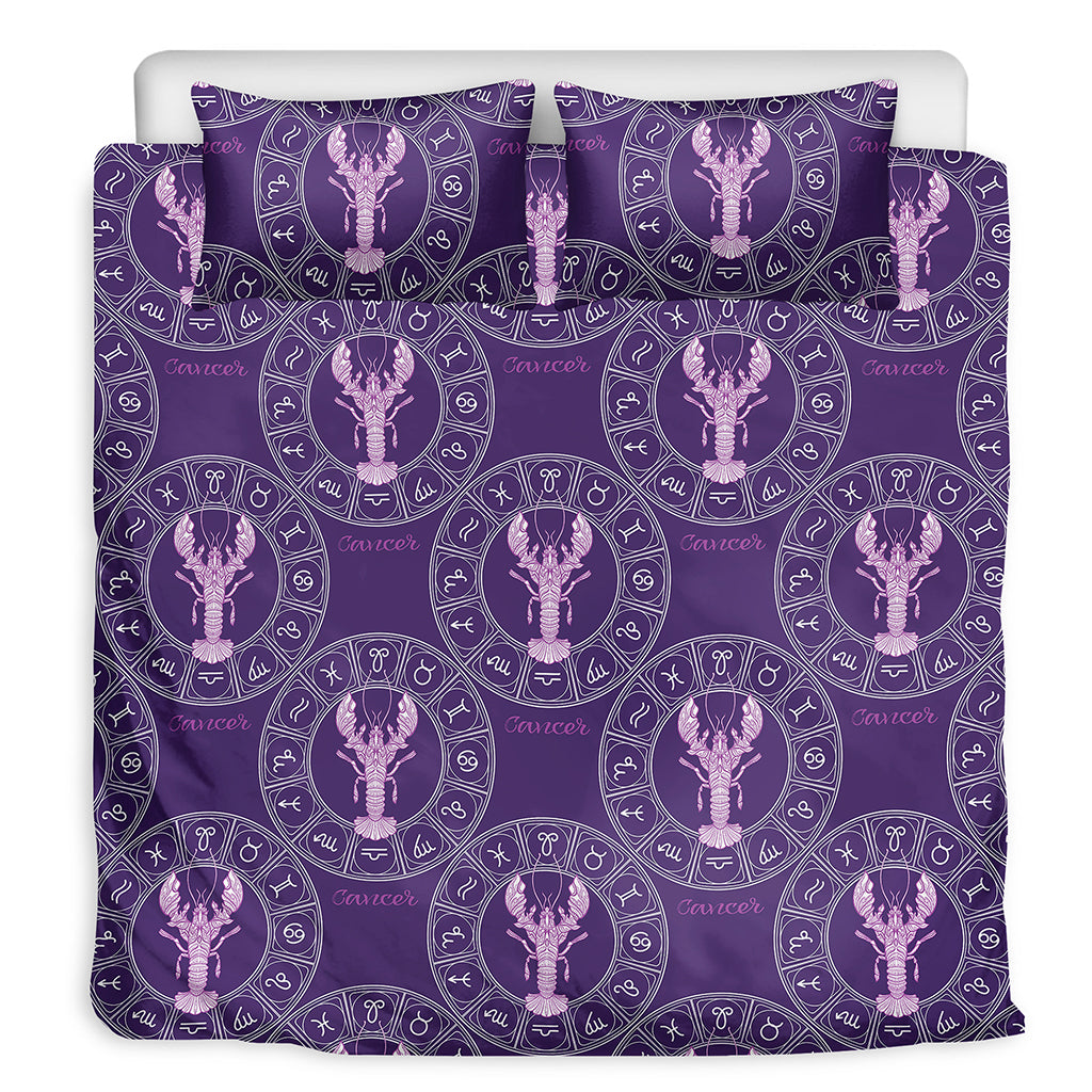 Purple Cancer Zodiac Pattern Print Duvet Cover Bedding Set