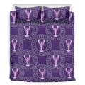 Purple Cancer Zodiac Pattern Print Duvet Cover Bedding Set