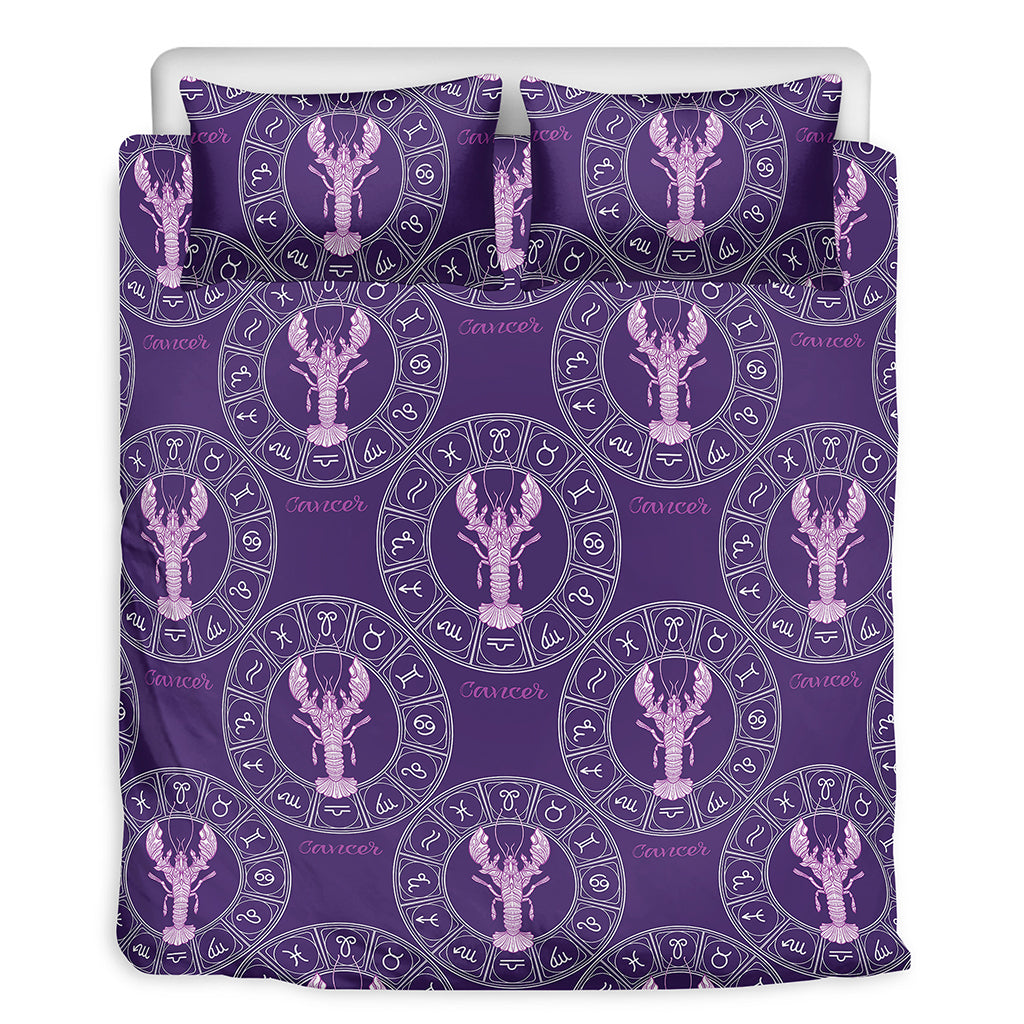 Purple Cancer Zodiac Pattern Print Duvet Cover Bedding Set