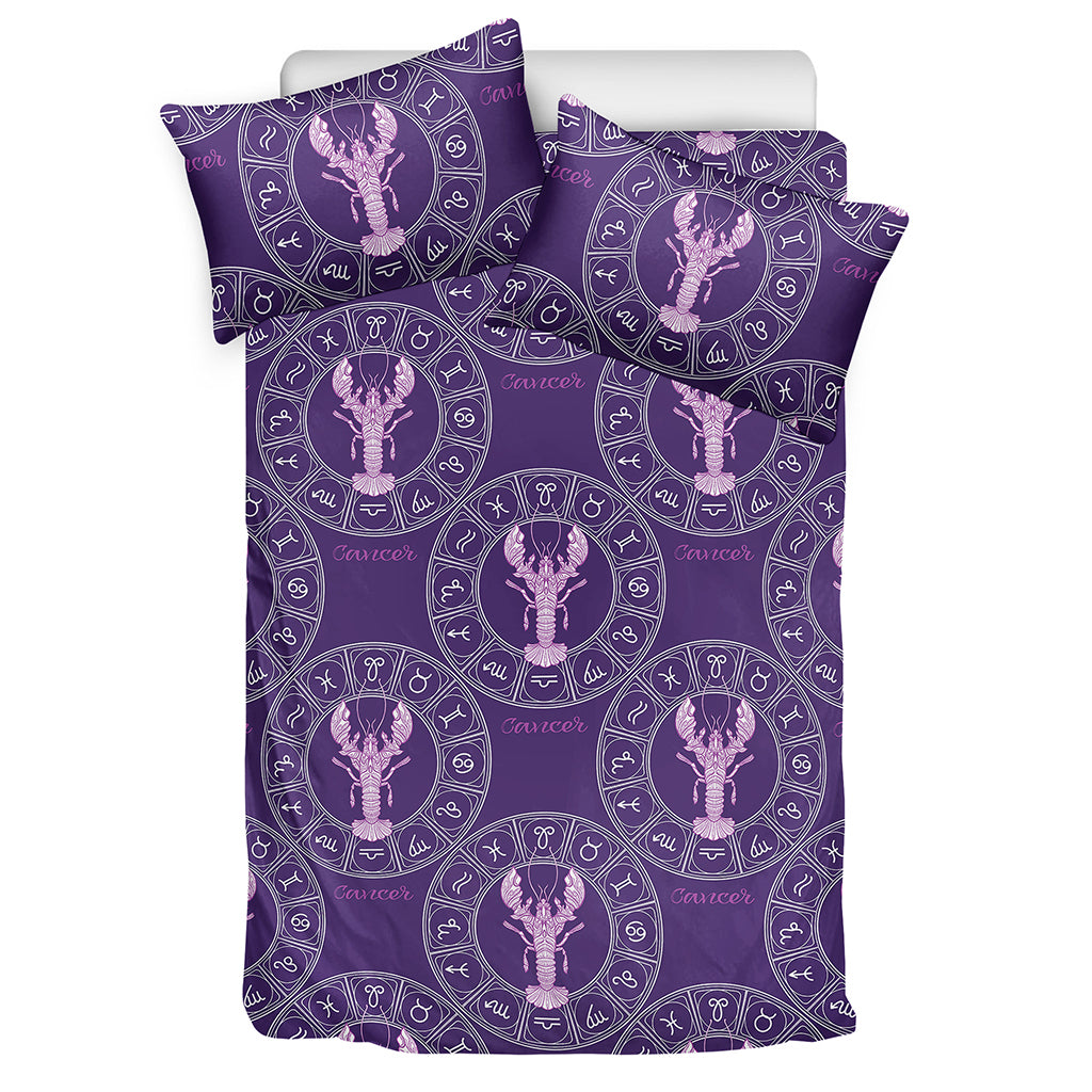 Purple Cancer Zodiac Pattern Print Duvet Cover Bedding Set