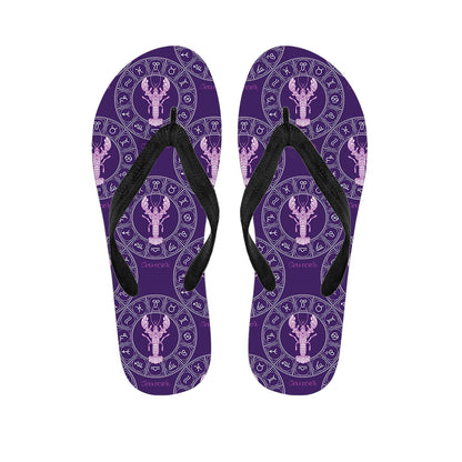 Purple Cancer Zodiac Pattern Print Flip Flops