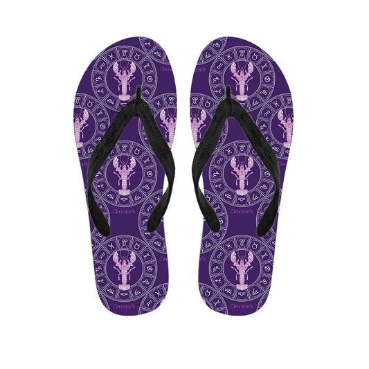 Purple Cancer Zodiac Pattern Print Flip Flops