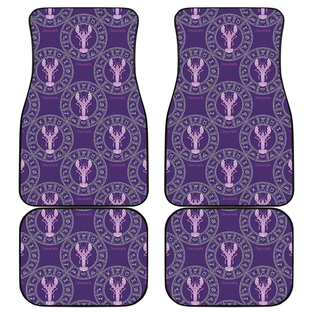 Purple Cancer Zodiac Pattern Print Front and Back Car Floor Mats