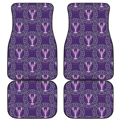 Purple Cancer Zodiac Pattern Print Front and Back Car Floor Mats