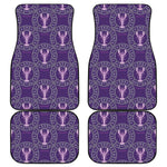 Purple Cancer Zodiac Pattern Print Front and Back Car Floor Mats