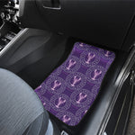 Purple Cancer Zodiac Pattern Print Front and Back Car Floor Mats