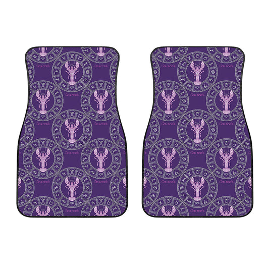 Purple Cancer Zodiac Pattern Print Front Car Floor Mats