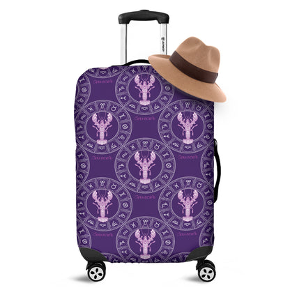 Purple Cancer Zodiac Pattern Print Luggage Cover