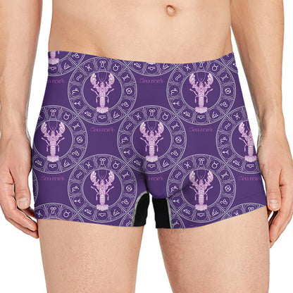 Purple Cancer Zodiac Pattern Print Men's Boxer Briefs