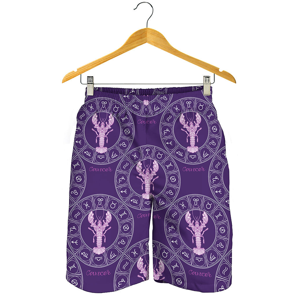 Purple Cancer Zodiac Pattern Print Men's Shorts
