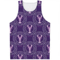Purple Cancer Zodiac Pattern Print Men's Tank Top