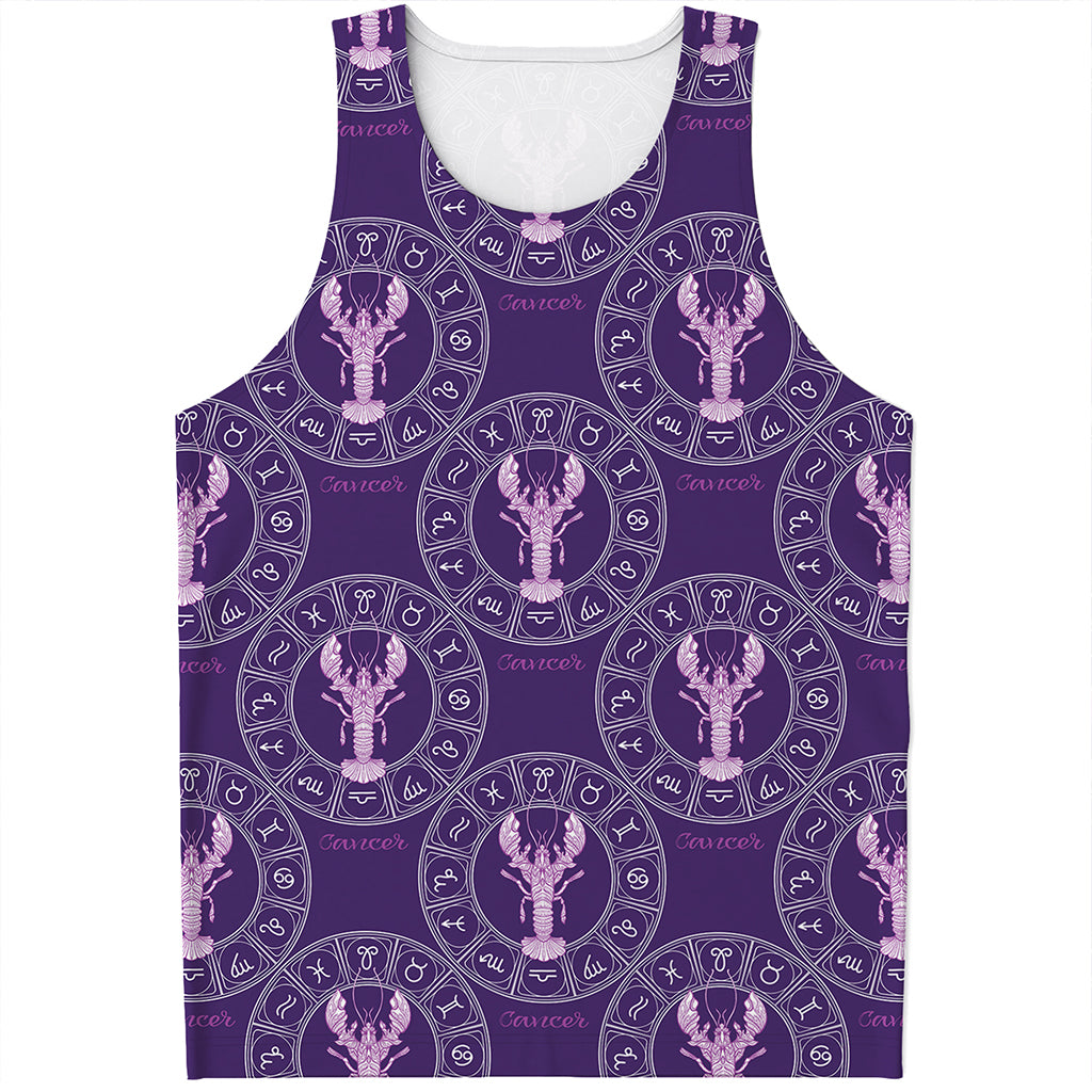 Purple Cancer Zodiac Pattern Print Men's Tank Top