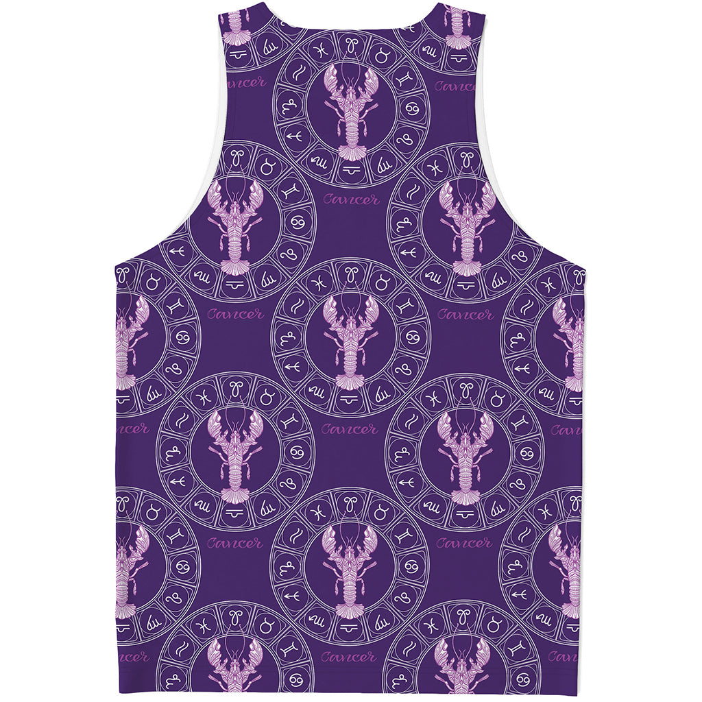 Purple Cancer Zodiac Pattern Print Men's Tank Top