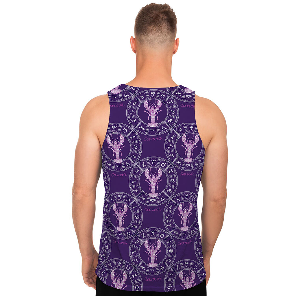 Purple Cancer Zodiac Pattern Print Men's Tank Top