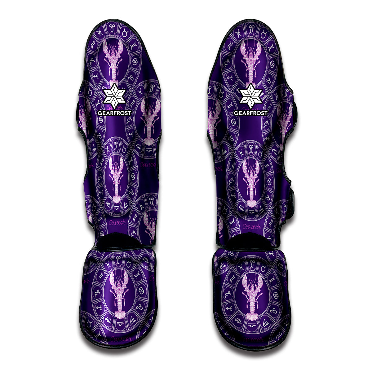 Purple Cancer Zodiac Pattern Print Muay Thai Shin Guard