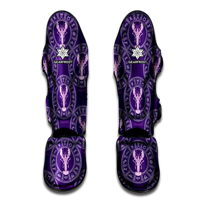 Purple Cancer Zodiac Pattern Print Muay Thai Shin Guard