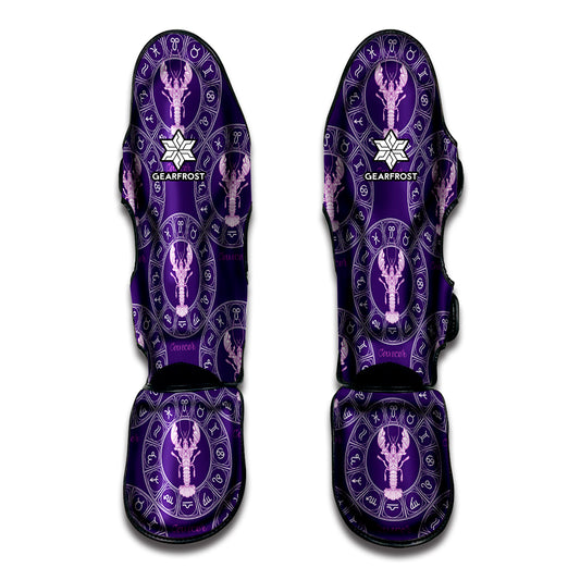 Purple Cancer Zodiac Pattern Print Muay Thai Shin Guard