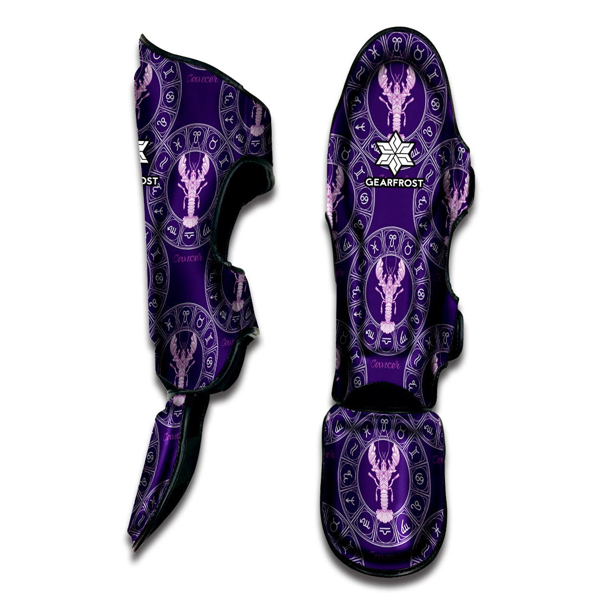 Purple Cancer Zodiac Pattern Print Muay Thai Shin Guard