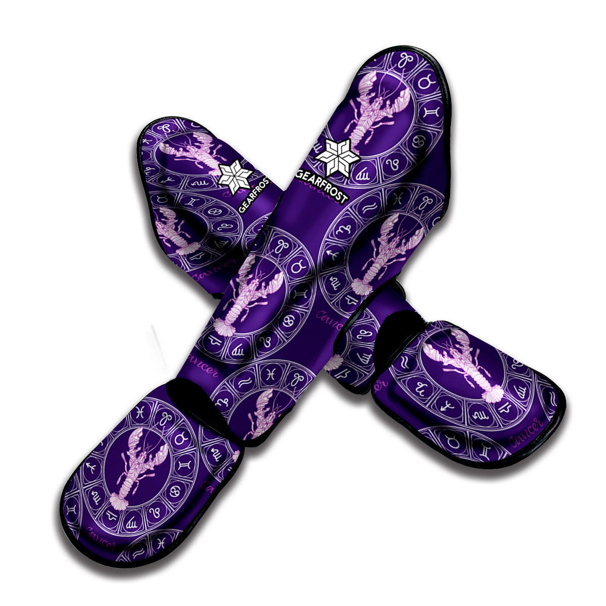 Purple Cancer Zodiac Pattern Print Muay Thai Shin Guard