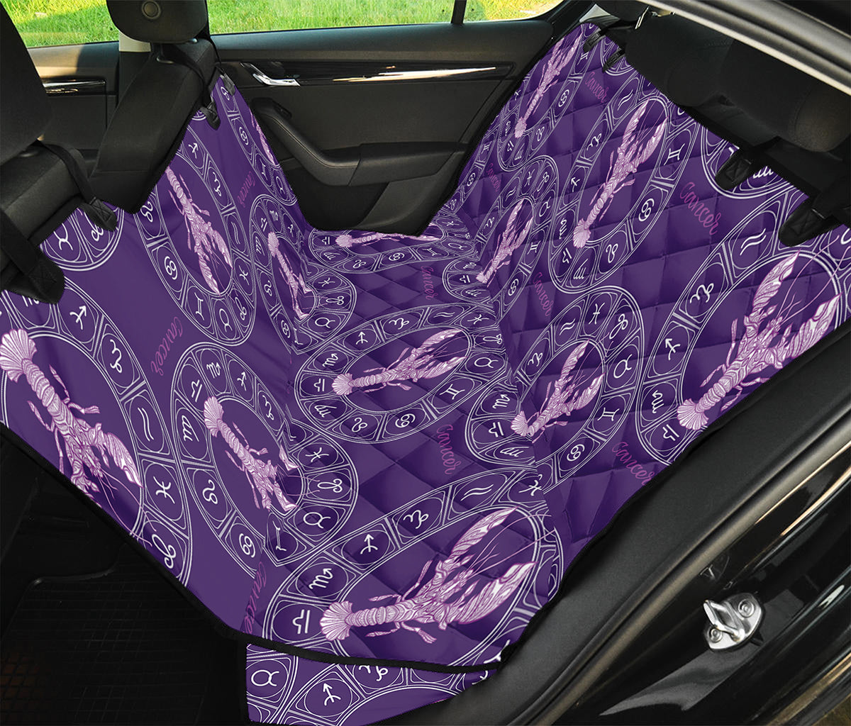 Purple Cancer Zodiac Pattern Print Pet Car Back Seat Cover