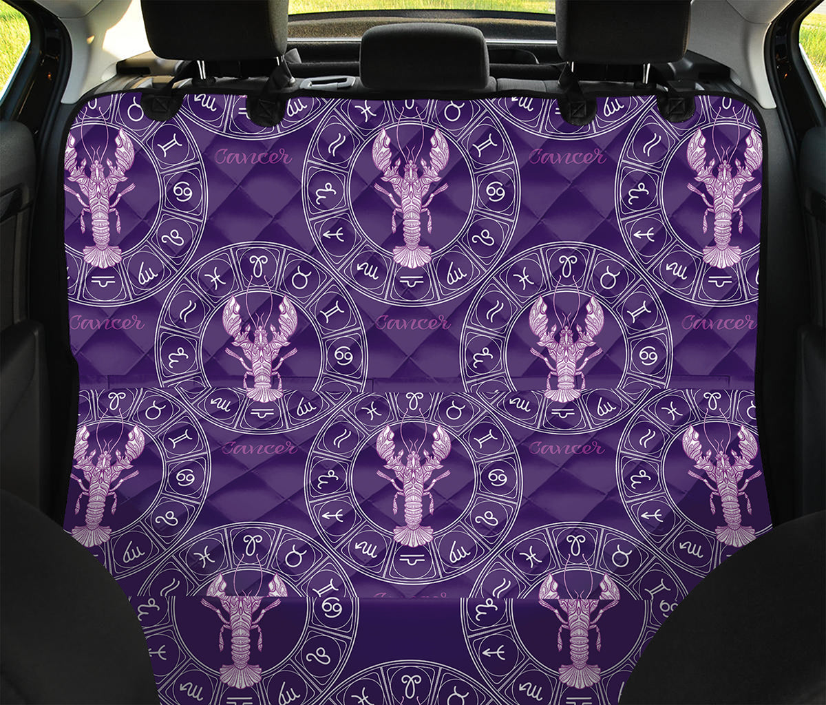 Purple Cancer Zodiac Pattern Print Pet Car Back Seat Cover