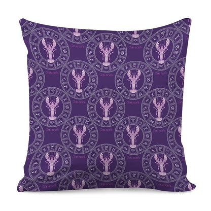 Purple Cancer Zodiac Pattern Print Pillow Cover