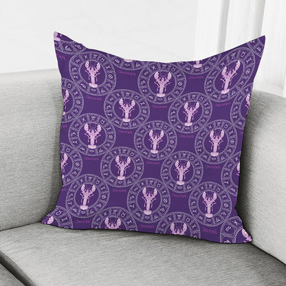 Purple Cancer Zodiac Pattern Print Pillow Cover