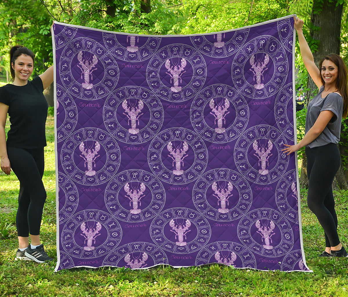 Purple Cancer Zodiac Pattern Print Quilt