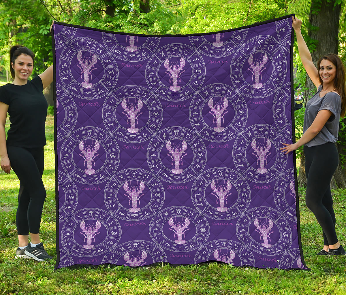 Purple Cancer Zodiac Pattern Print Quilt