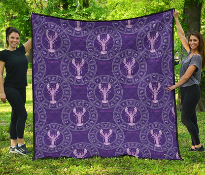 Purple Cancer Zodiac Pattern Print Quilt