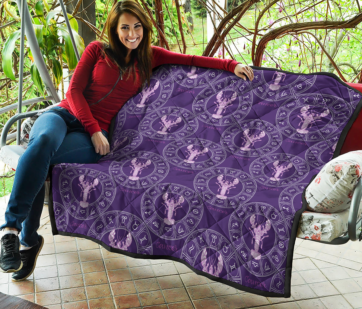 Purple Cancer Zodiac Pattern Print Quilt