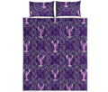 Purple Cancer Zodiac Pattern Print Quilt Bed Set