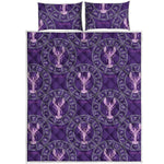 Purple Cancer Zodiac Pattern Print Quilt Bed Set