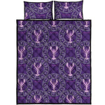 Purple Cancer Zodiac Pattern Print Quilt Bed Set