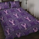Purple Cancer Zodiac Pattern Print Quilt Bed Set