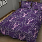 Purple Cancer Zodiac Pattern Print Quilt Bed Set