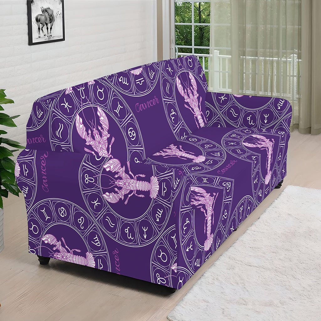 Purple Cancer Zodiac Pattern Print Sofa Cover