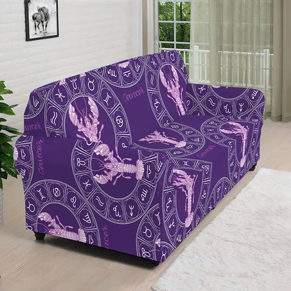 Purple Cancer Zodiac Pattern Print Sofa Cover