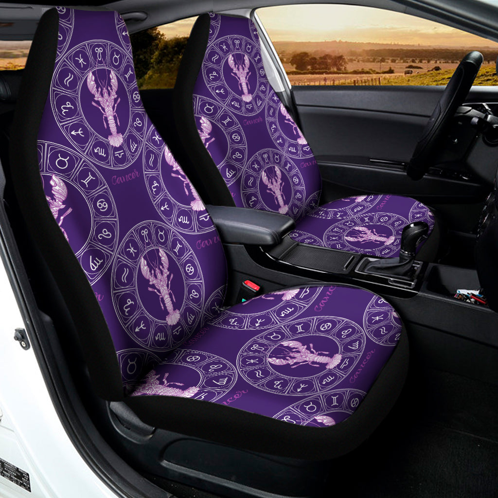 Purple Cancer Zodiac Pattern Print Universal Fit Car Seat Covers
