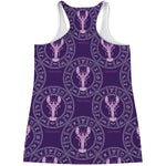 Purple Cancer Zodiac Pattern Print Women's Racerback Tank Top