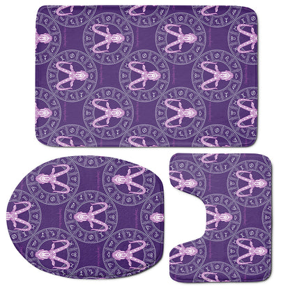 Purple Capricorn Zodiac Pattern Print 3 Piece Bath Mat Set