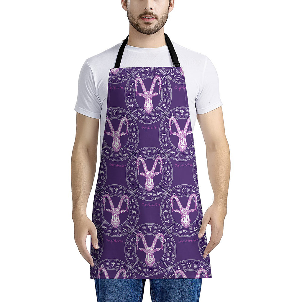 Purple Capricorn Zodiac Pattern Print Apron