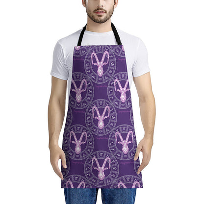 Purple Capricorn Zodiac Pattern Print Apron
