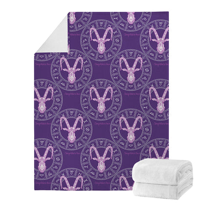 Purple Capricorn Zodiac Pattern Print Blanket
